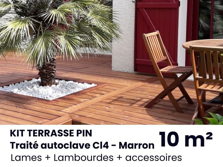 KIT TERRASSE Pin traité Marron - 10 m²