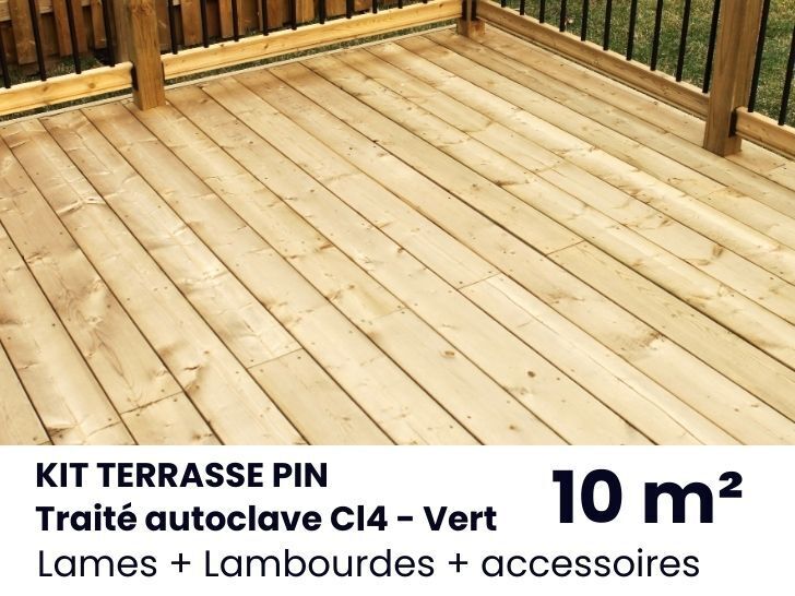 KIT TERRASSE PIN vert Lisse - 10 m²
