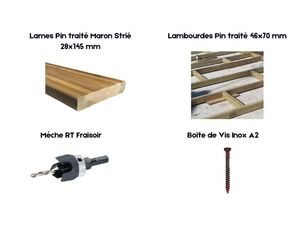 Détails kit terrasse  Pin traité Marron strié