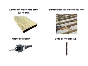 Détails kit terrasse  Pin traité vert strié