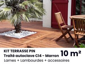 KIT TERRASSE Pin traité Marron - 10 m²