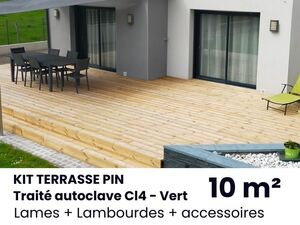 KIT TERRASSE Pin traité vert - 10 m²