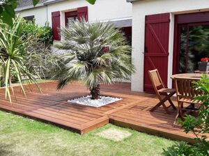 Terrasse pin traité autoclave marron + saturateur exotique
